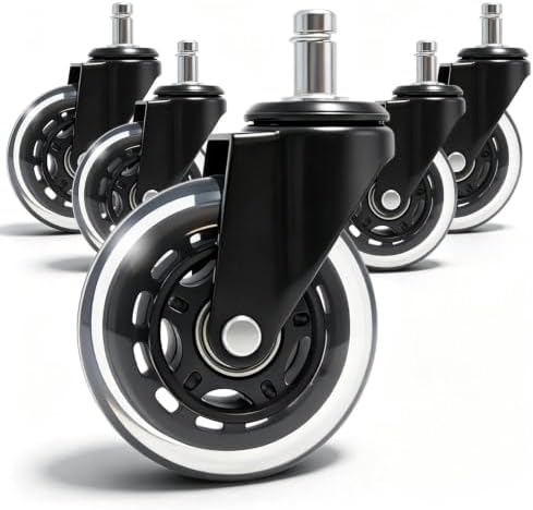 Office Chair Wheels 3 Inch, 880LBS Silent Casters, Transparent Black