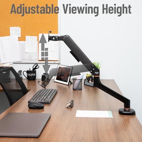 Mind Reader Counter-Balance Gas Spring Monitor Arm, 13"-32" Single Desk Mount, 180° Rotation, Tilt ±65°, Swivel ±180°, VESA 75x75/100x100, 19.8 lb Load, Cable Management, Black
