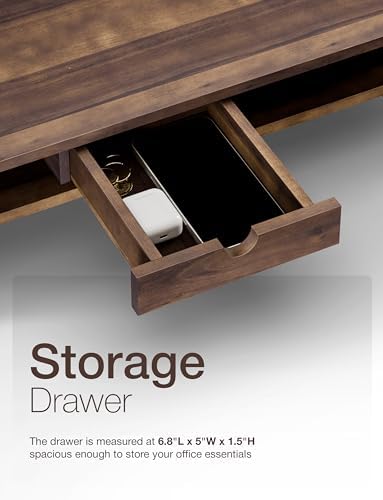 Tinamo Wood Monitor Stand with Drawer & Storage, Walnut Color (Patented)