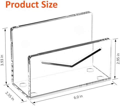 FUCDTEFC Acrylic Mail Holder, Clear Acrylic File Letter Organizer, Vertical Envelope Mail Holder for Desk, Lightweight Countertop Bill Holding Sorter Letter Invoice Stand for Home Office School