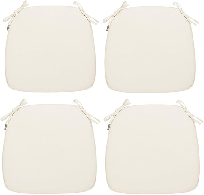 Magpie Fabrics 17"x16"x2" U-Shape Chair Cushions with Ties 4 Count, Outdoor Indoor Waterproof All Weather Seat Pads Decoration for Patio Garden Dining Office - Cream Beige
