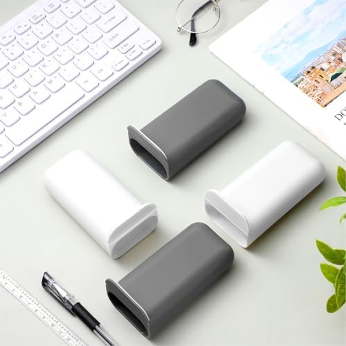 Resurhang 6 Pcs Monitor Pen Pencil Holders DIY Screen Pen Holder Computer Monitor Pencil Holder Desktop Accessories PP Self Adhesive Desk Organizer for Office Classroom Gadget Storage(Gray, White)