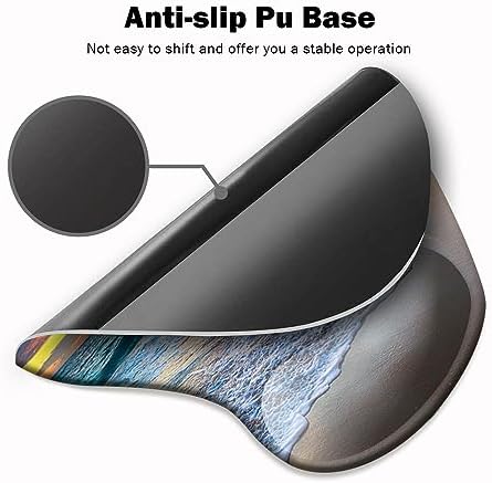 DOOKE Ergonomic Mouse Pad with Wrist Support and Coaster,Mouse Pads with Non-Slip PU Base for Home Office Working Studying Easy Typing & Pain Relief Natural Beach