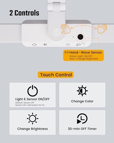 SUPERDANNY LED Desk Lamp Computer Light with Power Strip with Clamp White