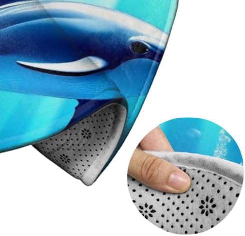 Soft Round Yoga Carpet, Office Chair Decor Round Mat for Carpet and Hardwood Floors Dolphin Under Sea World