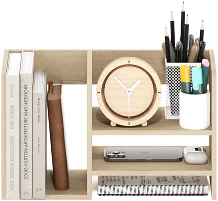 Furinno Hermite Desk Organizers, Office Organization, Natural Oak