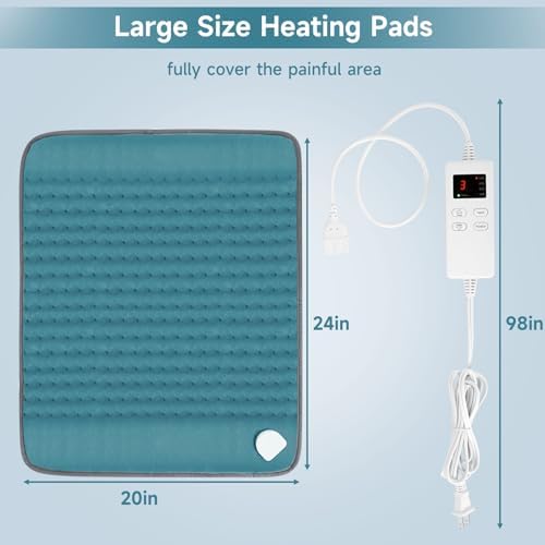 Electric Heating Pad for Back Period Pain & Relax, Christmas Mother Father Day Gifts for Women Mom Older, Portable Heating Pad for Shoulder Neck with 4 Timer & 6 Fast Heat Up