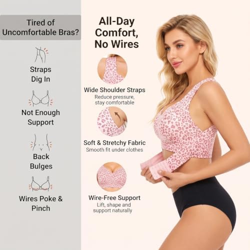 PoseFree Posture Support Bra for Women, Wireless Cross-Back Full Coverage