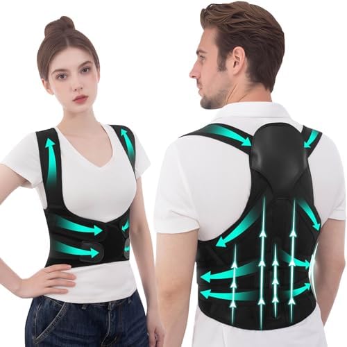 Back Brace Posture Corrector for Women and Men Upgraded Dynamic Traction Correction System Adjustable Shoulder Support Straightener Helps Reduce Upper Lower Back Pain Suitable for Hump Scoliosis Black Small