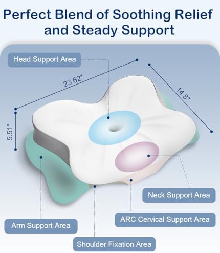 Memory Foam Pillow, 2 Heights Cervical Neck Pillow for Neck Pain Relief