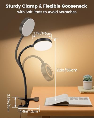 Glocusent 72 LED Clip on Lamp, Dorm Desk Lamp with 1700K Amber Night Light