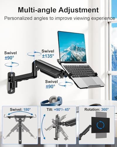 Laptop Wall Mount, 2-in-1 Monitor with Vented Tray Hold Max 22bls