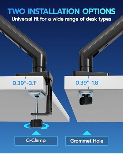 ARES WING 17-40 Inch Heavy Duty Monitor Arm with USB, Black