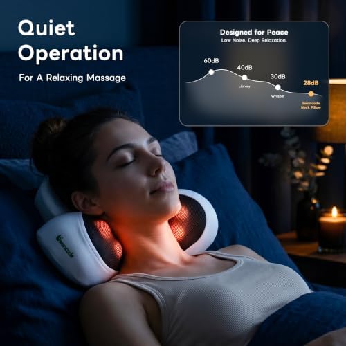 Upgraded 3-in-1 Neck Massager Pillow with Heat, Portable Cordless Neck Massager for Pain Relief Deep Tissue, Rechargeable Pillow Massager for Neck & Shoulder Relaxation (Gray)