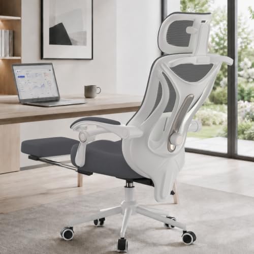 CYKOV Ergonomic Office Chair with Footrest, Reclining Mesh Back, 350 Lbs