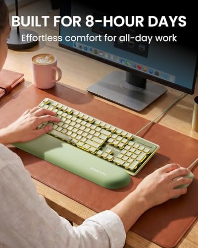 Wired Keyboard and Mouse Combo, Warm Backlit with Detachable Wrist Rest