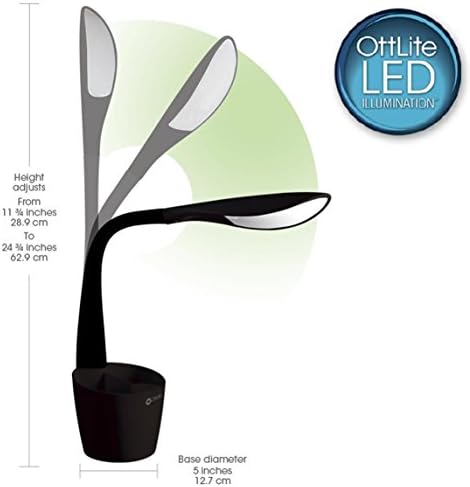 OttLite Organizer LED Desk Lamp with Storage Compartment, Black