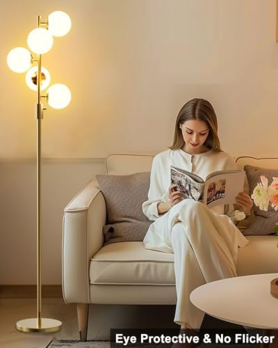 Lightdot Globe Floor Lamp Mid Century Modern Floor Lamp for Living Room