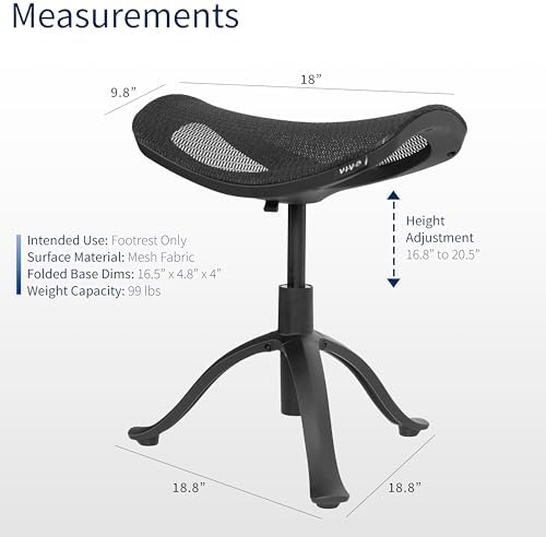 VIVO Under Desk Ottoman Foot Stool, Height Adjustable Elevated Office Leg Rest, Black, CHAIR-FR01