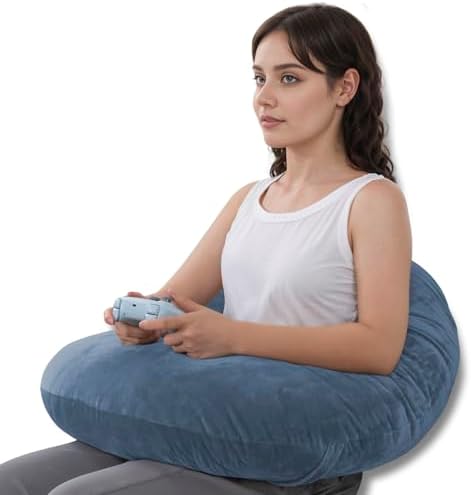 QUEEN ROSE Reading Pillow, Gaming Lap Pillow for Crocheting, Velvet Blue