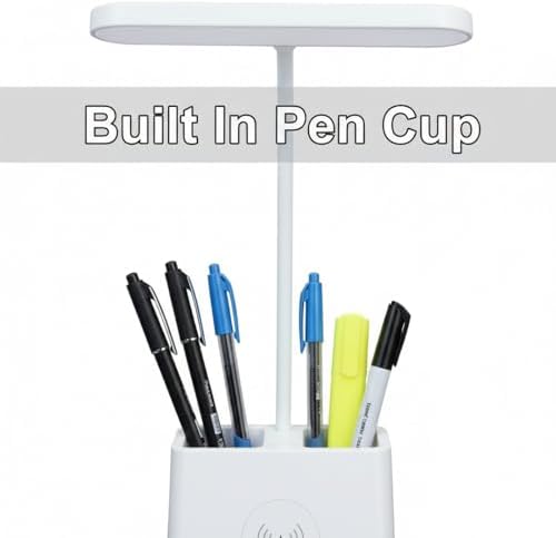 Dual Pen-Holder LED Desk Lamp — USB Charging, Eye-Care Soft Light, 3-Color Touch Dimming & 360° Flexible Neck | Desk Lamp for Study, Office & Bedside (M)