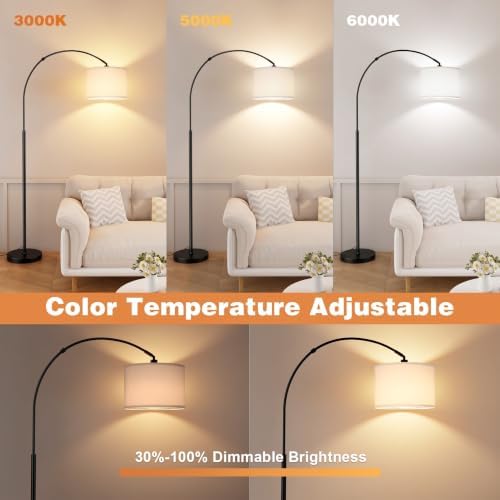 Ambimall Dimmable Arc Floor Lamp with Remote, Color Temp Adjustable