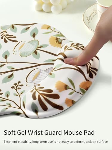 Seorsok Coffee Patterns Mouse Pad with Gel Wrist Support Mouse Pad,Ergonomic Aesthetic,Comfortable Mousepad for Office Game Work Computer,Pain Relief Mousepad with Non-Slip Silicone Base,White