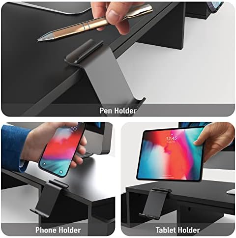 Simple Houseware Desk Dual Monitor Stand Riser with Drawer, Black