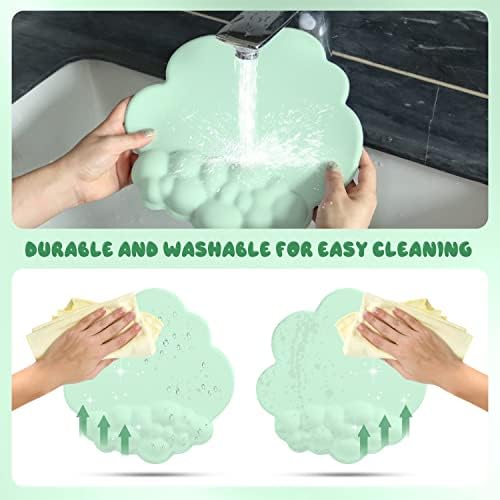 Gaming Mouse Pad Wrist Rest,Ergonomic Cloud Wrist Rest Mousepad with Gel Memory Foam,Non-Slip Rubber Base,Comfortable Mouse Pad for Home Office,Laptop,Mac,Lightweight,Easy Pain Relief (Light Green)
