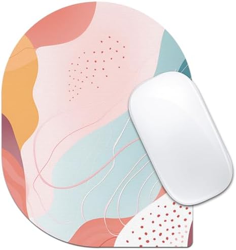 Contoured Oval Mouse Pad 6x8in Non-Slip for Laptop,Boho Lines