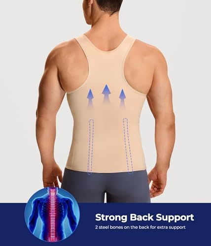 TAILONG Men Compression Shirt for Body Slimming Tank Top Shaper Tight Undershirt Tummy Control Girdle