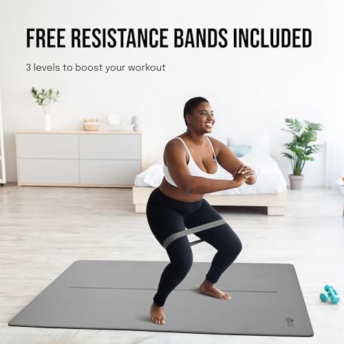 Gogokiwi Large Yoga Mat (6'x4') – 1/4" & 1/2" Thick Exercise Mats for Home Workout, Extra Wide Workout Mats for Home Gym, Yoga, Pilates, Stretching, Floor & More