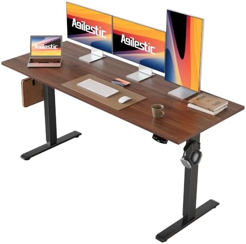 Agilestic 60*24 Inch Height Adjustable Electric Standing Desk, Dark Walnut