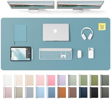 YSAGi Leather Desk Pad Protector, Office Desk Mat, Large Mouse Pad, Non-Slip PU Leather Desk Blotter, Laptop Desk Pad, Waterproof Desk Writing Pad for Office and Home (Aquamarine, 47.2" x 23.6")