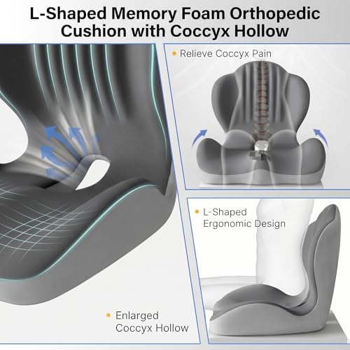 Ergonomic Seat Cushion with Lumbar Support (Grey)