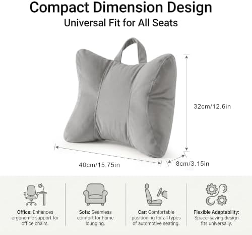 Lumbar Support Pillow for Office Chair and Car Seat, Zinc Gray