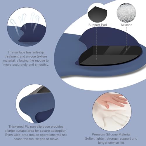 MOSISO Wrist Rest for Mouse Pad Set, Large Gaming Deskpad, Navy Blue