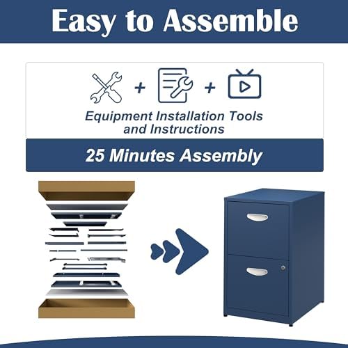 SteeLoong 2 Drawer File Cabinet,Metal Office File Cabinet with Lock,Blue