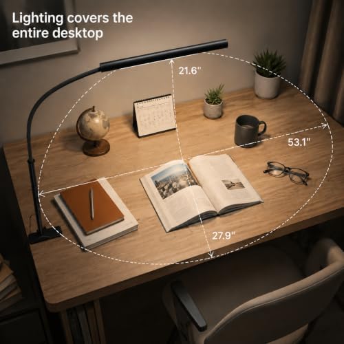 LED Desk Lamp with Clamp, 1200 Lumens Eye-Caring Desk Light for Home Office
