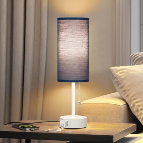 Dott Arts Table Lamp for Bedroom, 3-Color Bedside Lamps with Pull Chain