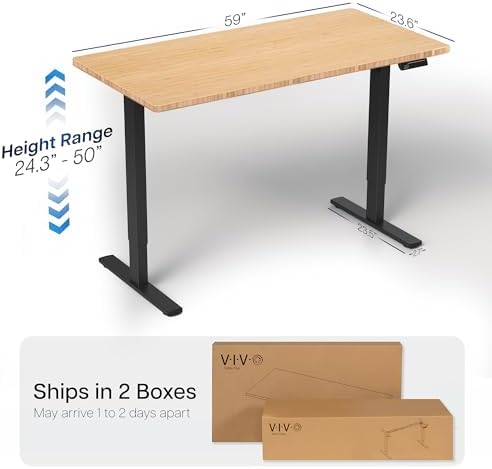VIVO Real Bamboo 60 x 24 in Standing Desk, DESK-KIT-2B6O
