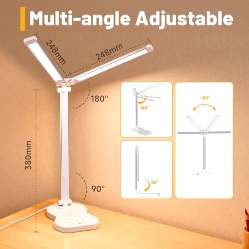 Desk Lamps for Home Office, LED Dorm Lamp, White