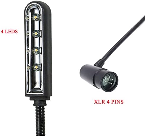 22 inch XLR 4pin LED gooseneck Light Studio Mixer gooseneck Lamp for Stage DJ Mixer,12V,White Light,Right Angle Plug (XLR 4Pin Port)