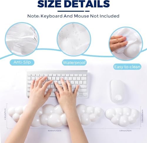Gel Cloud Keyboard & Mouse Wrist Rest Set - Cloud Keyboard Wrist Rest Pad & Mouse Support for Office Gaming Pad Computer Laptop Ergonomic Comfortable Pain Relief- Cloud Pad Set