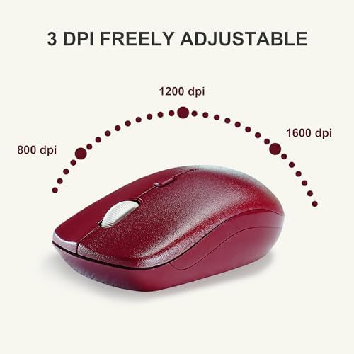 Wireless Keyboard and Mouse Combo Silent for Office and Home(Wine red-A)