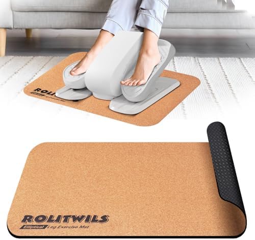 Under Desk Elliptical Mat - Non-Slip Exercise Equipment for Peloton Bike, Small Exercise Mat for Desk Workout Equipment, Premium Cork Surface
