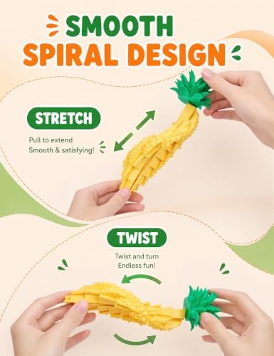 4‑Pcs 3D Printed Fruit Toys Set, Twisty Fidget Toys, Flexible Articulated Desk Toys, Extendable Spiral Fidget Toy, Cute Desk Decor, Party Favors, Gifts for Kids & Students
