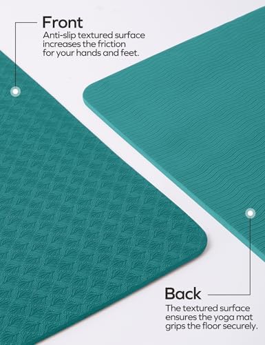 Ewedoos Eco Friendly Yoga Mat with Alignment Marks TPE Yoga Mat Non Slip Hot Yoga Mat Thick 1/4'' Anti-Tear Surfaces Exercise Mats for Home Workout Fitness Pilates