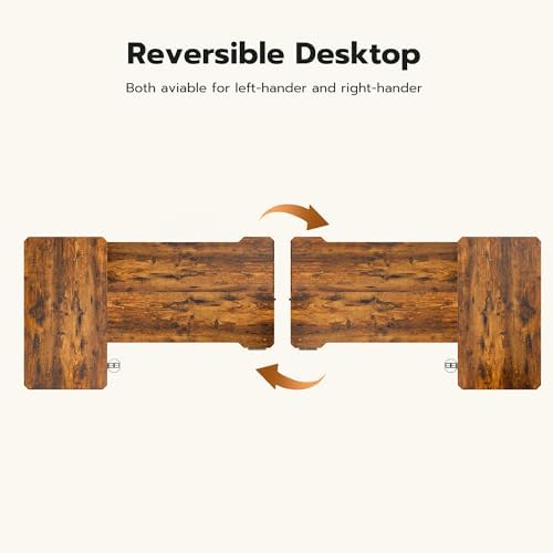 Acrolix L Shaped Electric Standing Desk,71x43.5 Reversible,Rustic Brown