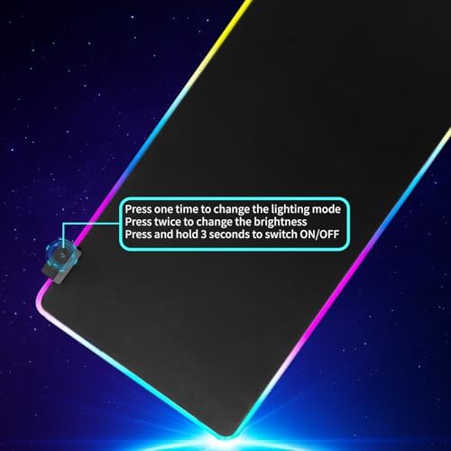 RGB Gaming Mouse Pad-14 Light Modes, Extended Soft LED Mouse Pad, Anti-Slip Rubber Base, Computer Keyboard Large Mousepad Mat, Waterproof Mousepads (31.5 * 12 Inch)